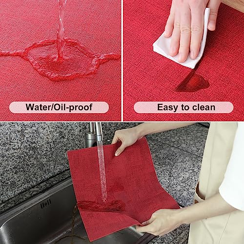 Homaxy PU Faux Leather Placemats for Dining Table, Set of 6, Red - color: Red