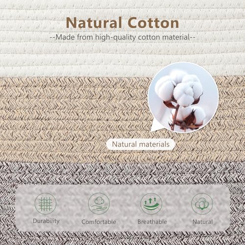 ECDYQXVU 15x10x9 Inch Woven Cotton Rope Storage Basket, 1 Pack - color: Gradient Brown, size: 1 Pack