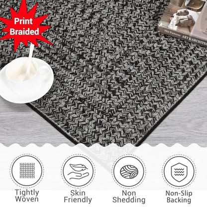 ROYHOME Runner Rug Print Braided Hallway Runner Rug Washable Entryway Rug - color: Grey/Brown, size: 2' x 6' (Rectangular)