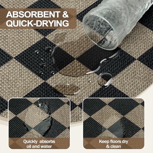 Kitchen Runner Rug Non Slip, 17.3''x47'' Washable Runner Rug - color: Checkered, size: 17.3"x47"