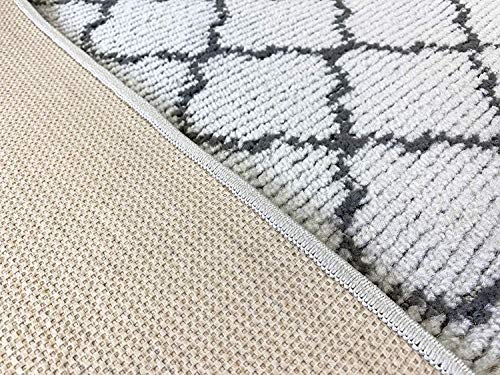 Custom Size Modern Runner Rug Carpet for Hallway Entryway Foyer Kitchen, Slip Resistant Latex Rubber Backed 31 inch Wide X Customized Length, Trellis Light Grey, 31 inch X 7 feet - color: Trellis / Grey, size: 31 inch Width X 7 Feet Length