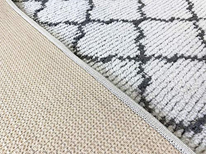 Custom Size Modern Runner Rug Carpet for Hallway Entryway Foyer Kitchen, Slip Resistant Latex Rubber Backed 31 inch Wide X Customized Length, Trellis Light Grey, 31 inch X 7 feet - color: Trellis / Grey, size: 31 inch Width X 7 Feet Length