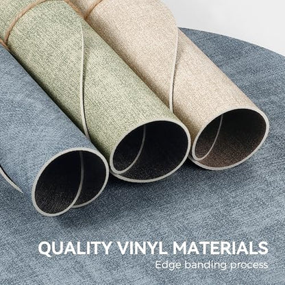 NCUE 13" Faux Leather Round Placemats Set of 4, Reversible Dual-Color - color: Deep Gray Light Blue