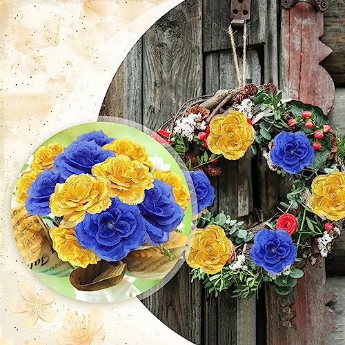 Yunlly 100 Pcs Artificial Flower for Wedding, Blue, Gold - color: Blue, Gold