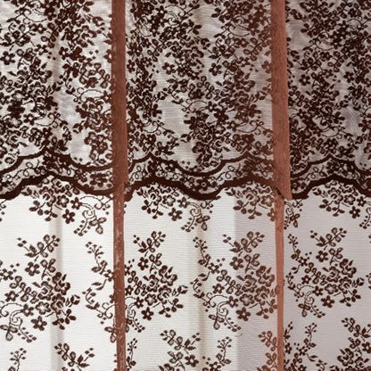 TUDECO Extra Long Brown Lace Shower Curtain for Bathroom, 72W x 84L Inch - color: Dark Brown, size: 72"W x 84"L (Pack of 1)