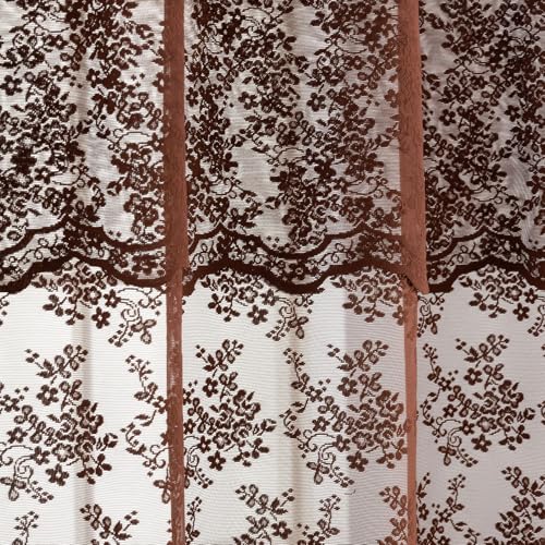 TUDECO Lace Brown Shower Curtain with Attached Valance, 72 x 72 Inch - color: Dark Brown, size: 72"W x 72"L (Pack of 1)