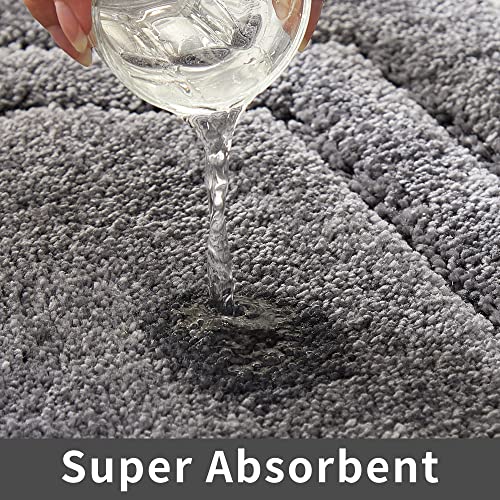 COSY HOMEER Plush Non-Slip Bath Mat, Grey, 20" x 32" - color: Grey, size: 20" x 32" (Oval)
