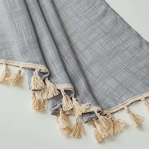 Beda Home Tassel Linen Textured Swag Curtain Valance, Grey, 36 x 45 in - color: Grey, size: 36"W x 45"L (Pack of 1)