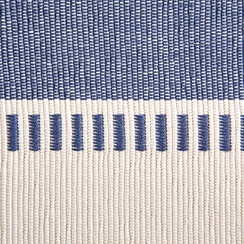 DII Dobby Stripe Table Runner, 13x108, French Blue & Cream Background - color: French Blue, size: 13x108"