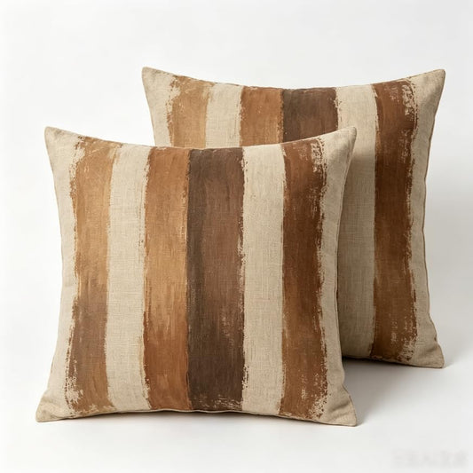 Linen Throw Pillow Covers Brush Stripe 18x18in Set of 2 - color: A20002, size: 18" x 18" (Pack of 2)