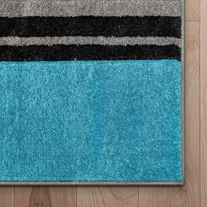 Well Woven Ruby Echo Shapes & Circles Geometric Blue 2 by 3 Rug - Blue Accent Rug, Geometric Design, Soft, Durable, Stain Resistant, Contemporary Abstract Pattern, Modern Easy Clean Carpet - color: Blue, size: 2' x 3' (Rectangular)