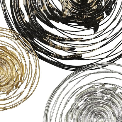 Deco 79 Metal Plate Home Wall Decor Wall Sculpture with Textured Pattern, Wall Art 42" x 1" x 27", Gold