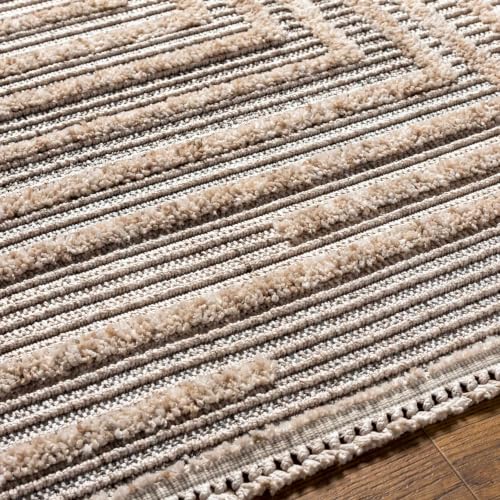 Hauteloom Lyre Living Room, Bedroom Area Rug - Geometric, Solid & Striped - Charcoal, Cream, Beige - 2'7" x 4' - color: Charcoal, Cream, Beige / Lunao, size: 2'7" x 4' (Rectangular)