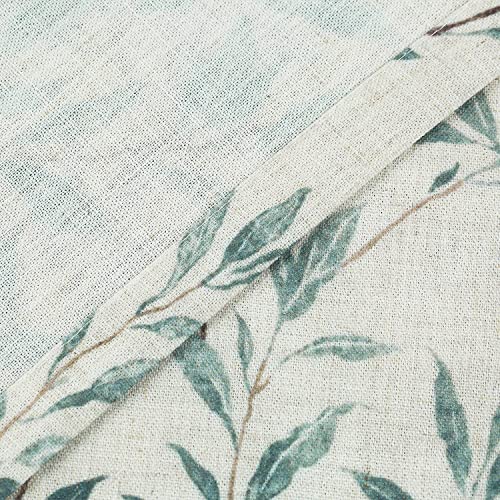 VOGOL Faux Linen Short Curtain, Blue Leaf Pattern Drapes, 42 x 45, 2 Panels - color: Blue, size: 42"W x 45"L (Pack of 2)