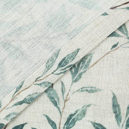 VOGOL Faux Linen Short Curtain, Blue Leaf Pattern Drapes, 42 x 45, 2 Panels - color: Blue, size: 42"W x 45"L (Pack of 2)