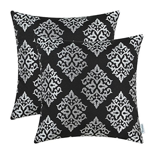 CaliTime Decorative Couch Throw Pillow Covers 18 X 18 Inches Black - color: Diamond Dark Ground - Black