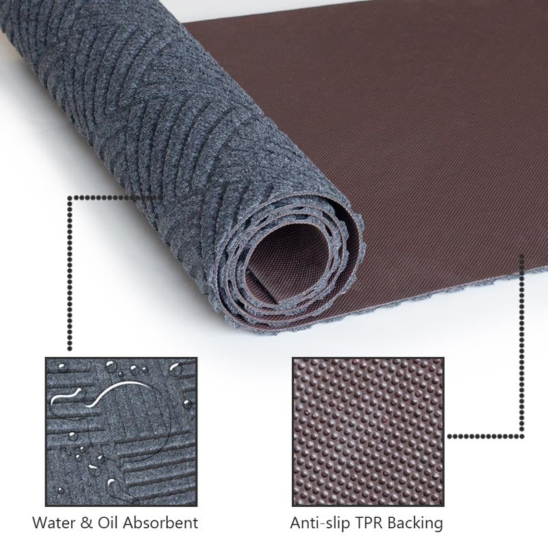 Runner Rug Non Slip, 1FT x 6FT Washable Area Rug Indoor Outdoor Rubber Back Carpet Mat for Hallway Kitchen Entryway Laundry Room Foyer Balcony Living Room, Grey