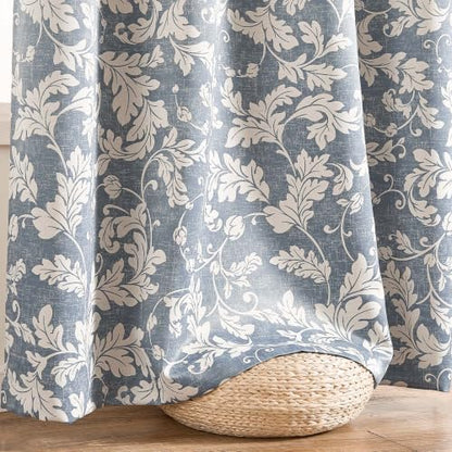 jinchan Blue Floral Curtains 84 Inch Room Darkening Grommet 2 Panels - color: Blue, size: 50"W x 84"L (Pack of 2)