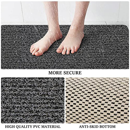 LuxStep Shower Mat Bathtub Mat,Non-Slip Bath Mat with Drain, Quick Drying - color: Black, size: 32" x 16" (Rectangular)