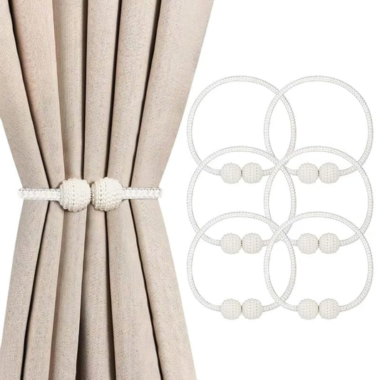 6 Pack Magnetic Curtain Tiebacks ，Decorative Curtain Tiebacks Buckles Holdbacks for Home Bedroom Office Curtain Decor (White) - color: White