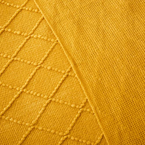 Acrylic Knitted Throw Blanket, 50 x 60 Inches, Mustard Yellow - color: Mustard Yellow