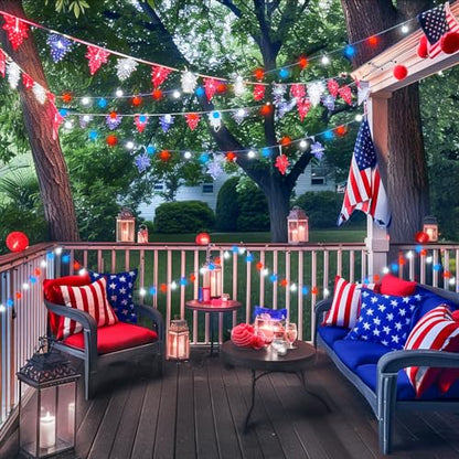 JMEXSUSS 33ft 100 LED Red White and Blue Lights Battery Operated - color: Red White Blue, size: 100 LED Battery
