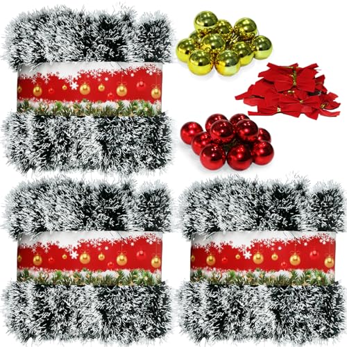 3 Pack 150Ft Greenery Garland with Snow, for DIY Christmas Tree Crafting-Green Snowy Pine Streamers for Outdoor & Indoor Christmas Decorations Artificial Twist Garland for Indoor/Outdoor - size: 150 Feet/Dark green
