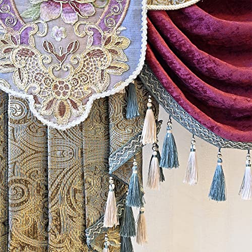 Luxury Burgundy Waterfall Valance Curtain, Floral Embroidered Swag Valance - size: 39"W x 47"L (Pack of 1)