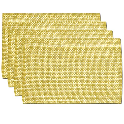 Sweet Home Collection 100% Cotton Placemats for Dining Room Rectangle Two Tone Woven Fabric 13" x 19" Soft Durable Table Mat Set, Set of 4, Gold - color: Gold, size: Rectangle 13" x 19"