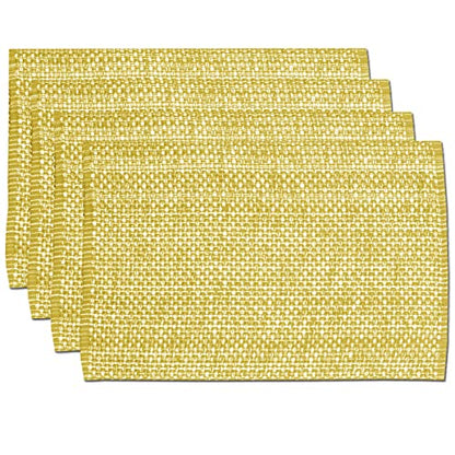 Sweet Home Collection 100% Cotton Placemats for Dining Room Rectangle Two Tone Woven Fabric 13" x 19" Soft Durable Table Mat Set, Set of 4, Gold - color: Gold, size: Rectangle 13" x 19"