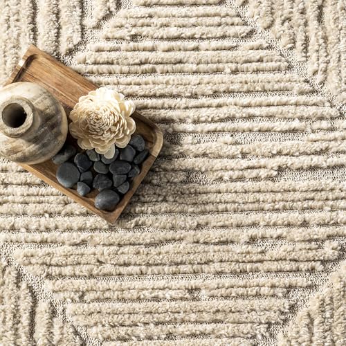 nuLOOM Kerry Beige Geometric Power Loomed Area Rug, 10' x 14' - color: Kerry Beige, size: 10' x 14' (Rectangular)