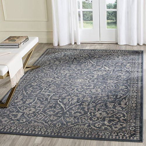 SAFAVIEH Vintage Collection Area Rug - 5'3" x 7'6", Blue & Light Grey, Oriental Medallion Distressed Viscose Design, Ideal for High Traffic Areas in Living Room, Bedroom (VTG175-7330) - color: Blue/Light Grey, size: 5'3" x 7'6" (Rectangular)