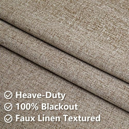 100% Blackout Curtain 108 inch Faux Linen (W70 x L108, Beige) - color: Beige, size: 70"W x 108"L (Pack of 1)