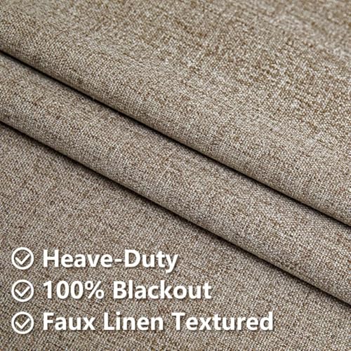 100% Blackout Curtains 96 inch Length Faux Linen (W52 x L96, Beige) - color: Beige, size: 52"W x 96"L (Pack of 2)