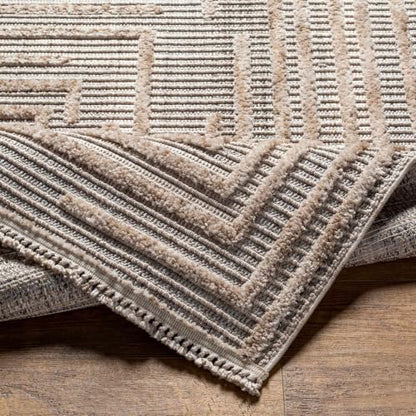 Hauteloom Lyre Hallway, Kitchen Runner Rug - Geometric, Solid & Striped - Charcoal, Cream, Beige - 2'7" x 10' - color: Charcoal, Cream, Beige / Lunao, size: 2'7" x 10' (Runner)