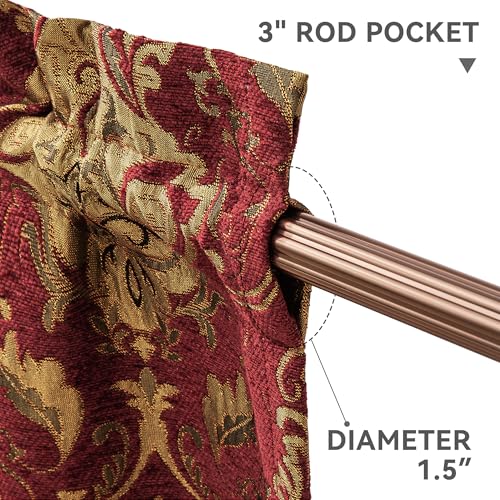Loom and Mill Classic Chenille Damask Valances for Windows, Red, 54"x18" - color: Florence-red
