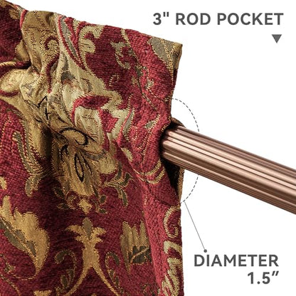 Loom and Mill Classic Chenille Damask Valances for Windows, Red, 54"x18" - color: Florence-red