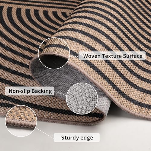 Tangsoo Modern Easy Jute 2.6x8 Washable Non-Slip Runner Rug for Hallways - color: Black, size: 2.6x8ft