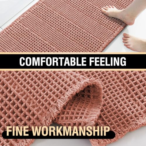 H.VERSAILTEX Upgraded Waffle Bath Mat Super Absorbent Non Slip Bath Rug Soft Pink 17" x 24" - color: Soft Pink, size: 17" x 24"