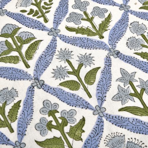 Ridhi Light Steel Blue Block Print Ruffle Pillow Covers 20x20 Inch Set of 2 - color: Light Steel Blue, size: 20" x 20" (Pack of 2)