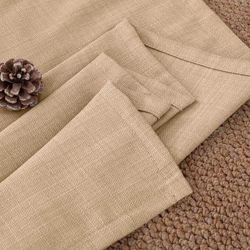 BGment Tan Linen Curtains 63 Inch Length for Bedroom - 2 Panels - color: Tan, size: 52"W x 63"L (Pack of 2)