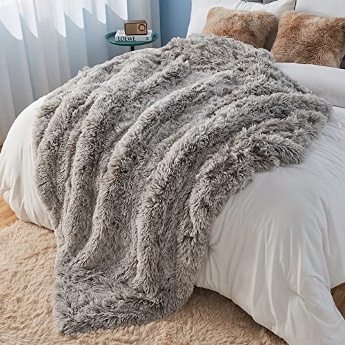 GONAAP Fuzzy Faux Fur Twin Blanket for Couch, Frosty Grey, 60"x80" - color: Frosty Grey, size: Twin(60"x80")