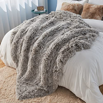 GONAAP Fuzzy Faux Fur Twin Blanket for Couch, Frosty Grey, 60"x80" - color: Frosty Grey, size: Twin(60"x80")