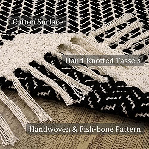 Lahome Boho Bathroom Rugs, 3x5 Washable Area Rug for Kitchen Bedroom Entry - color: Black, size: 3' x 5' (Rectangular)