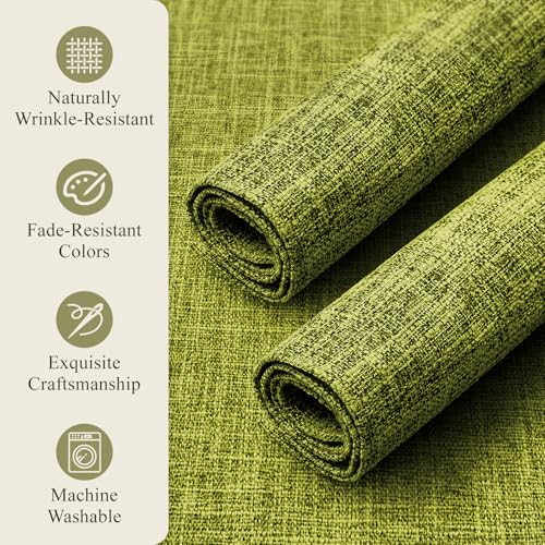 KXN Placemats Set of 4, Durable Dual-Layer Fabric Table Mats, Lime Green - color: Lime Green