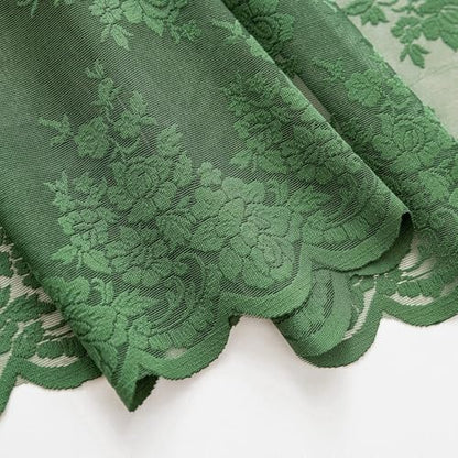 Kotile Emerald Green Sheer Valance for Kitchen Window W52xL18 Inch 1 Panel - color: Embrald Green