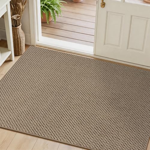 Dirt Trapper Door Mat 36" x 60", Non Slip Washable Doormat, Beige - color: Beige, size: 36" x 60"