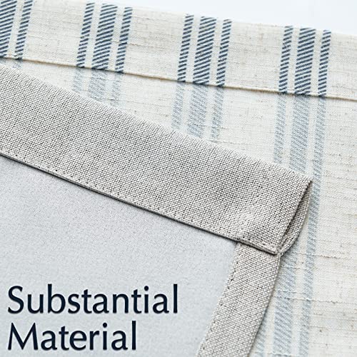 jinchan Striped Linen Valance 18 Inch Farmhouse 1 Panel Blue on Beige - color: Striped Blue on Beige, size: 50"W x 18"L (Pack of 1)