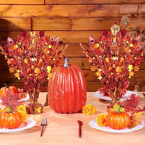 18 Pcs Fall Maple Leaves Centerpiece Metallic Foil Spray, Modern, Classic - color: Classic