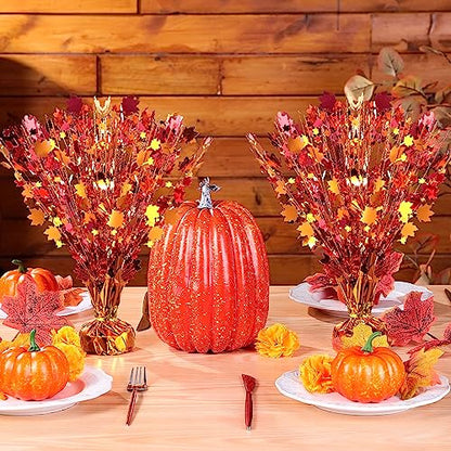 18 Pcs Fall Maple Leaves Centerpiece Metallic Foil Spray, Modern, Classic - color: Classic